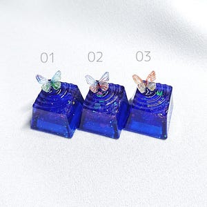 Magic Spring Butterfly Artisan Keycap – Night Sky Inspired Handmade Resin Keyboard Key