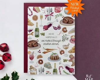 Christmas Thanksgiving Dinner Card, Christmas Card (A6) with envelope