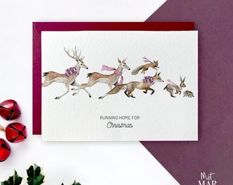 Christmas card (A6) with envelope, Running home for Christmas!