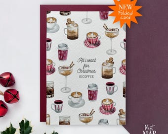 Christmas Coffee Card, Christmas card (A6) with envelope