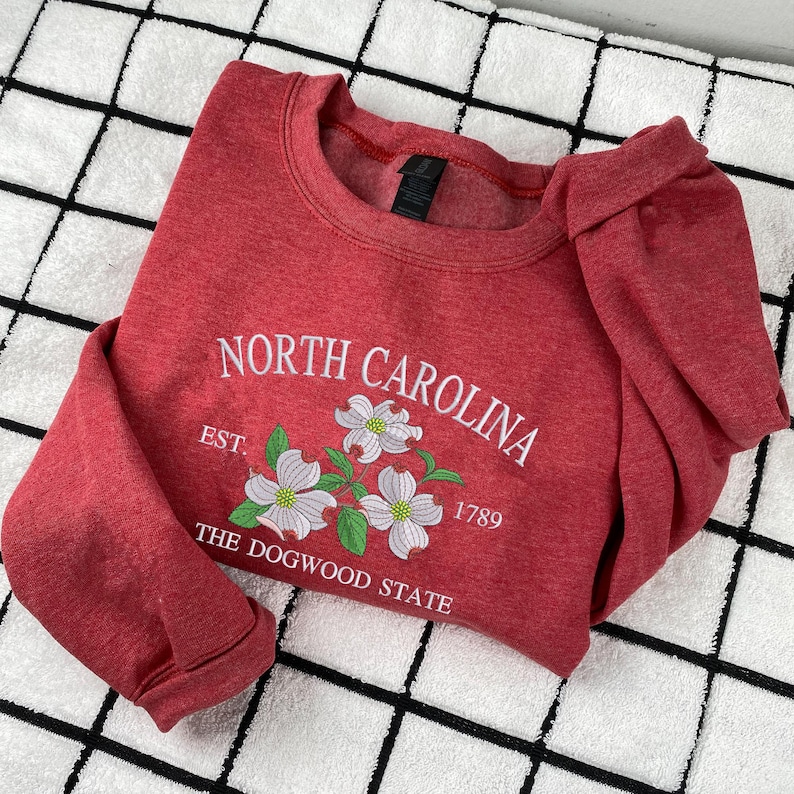Embroidered Dogwood flower on heather sweatshirt