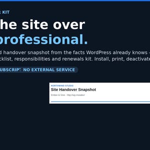Zestaw SiteBrief WordPress Client Handover Kit | Wtyczka Handover Snapshot + lista kontrolna klienta, notatki i szablony odnowień dla projektantów stron internetowych