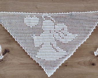 Crochet Pattern PDF: Handmade White Lace Bandana, Elegant Filet Angel Motif Digital Download Tutorial