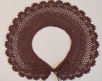 Colletto in pizzo all'uncinetto fatto a mano - Stile Peter Pan vintage, filato di cotone