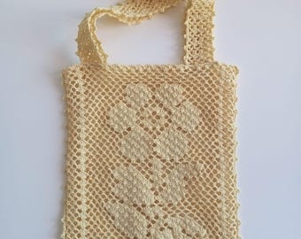 Handmade Crochet Lace Tote Bag · Midi Size · Boho Everyday Bag