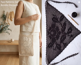 Crochet Bag Pattern: Filet Lace Rose Motif, Crossbody Purse (PDF Download)