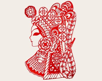 Handmade Chinese Paper Cut Art Three Kingdoms Heroes, Traditional Papercutting, Folk Window & Wall Decor