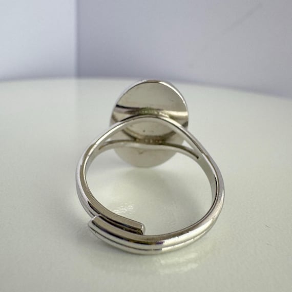 Vintage Abalone Shell Adjustable Ring, Silver Ton… - image 7