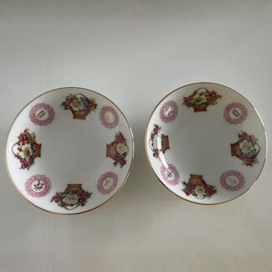 Vintage Liling China Porcelain Sauce Bowls, Floral Small Bowls with Gold Rim, 3.75" Dipping Dishes, Set of 2