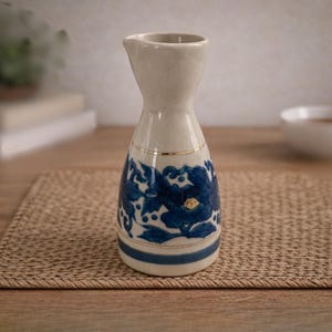 Vintage Blue Sake Bottle - Etsy