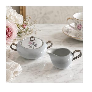 Pink Rose Fine Bone China Creamer & Sugar Set – Boxed, Floral Mother's Day Gift