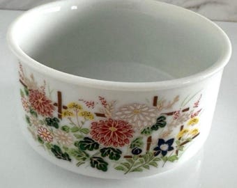 Vintage Japanese Porcelain Tea Cup, Floral Hand Painted Gold Accent, Japan Marked 3.75"