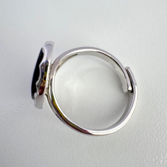 Vintage Abalone Shell Adjustable Ring, Silver Ton… - image 6