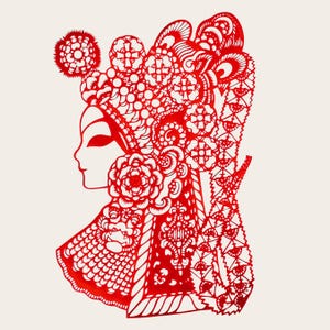 Handmade Chinese Paper Cut Art Three Kingdoms Heroes, Traditional Papercutting, Folk Window & Wall Decor #1 - Lv Bu