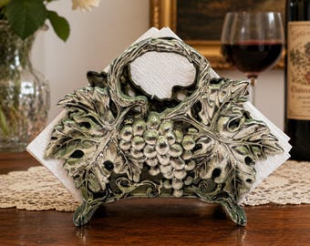 Vintage Godinger Silver Napkin Holder 1994 Grape Vine Letter Rack Rustic Decor Farmhouse