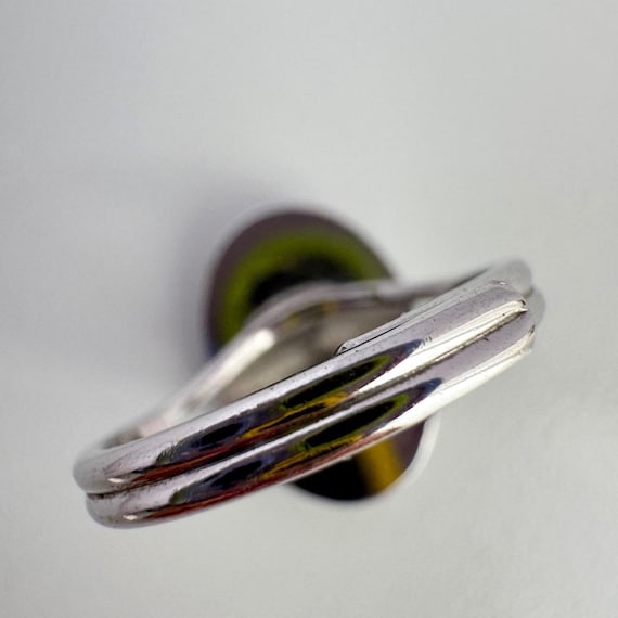 Vintage Abalone Shell Adjustable Ring, Silver Ton… - image 9