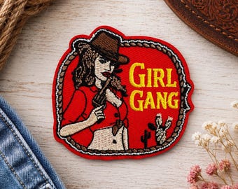 Western Cowgirl Iron On Patch Girl Gang Rodeo Embroidered Badge Sew On Emblem for Jacket Jeans Hat Backpack DIY
