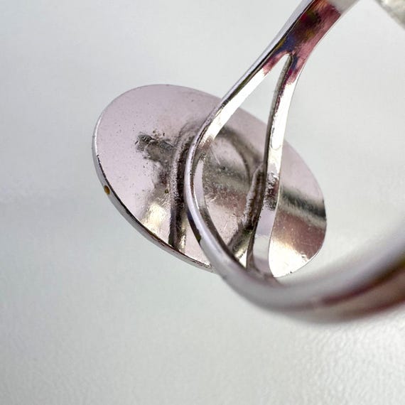 Vintage Abalone Shell Adjustable Ring, Silver Ton… - image 8