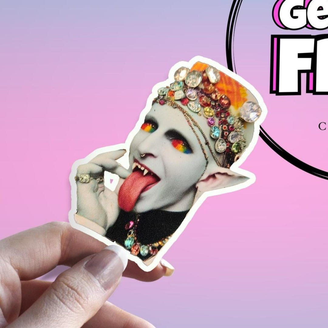 Bedazzled Dracula Sticker: Vampire Glam Portrait Waterproof ...
