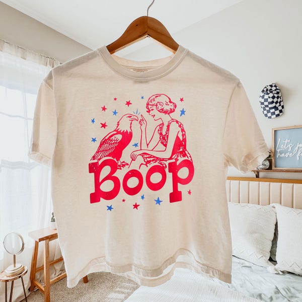 Maglietta Comfort Colors Boop Eagle, divertente maglietta retrò americana per il 4 luglio.