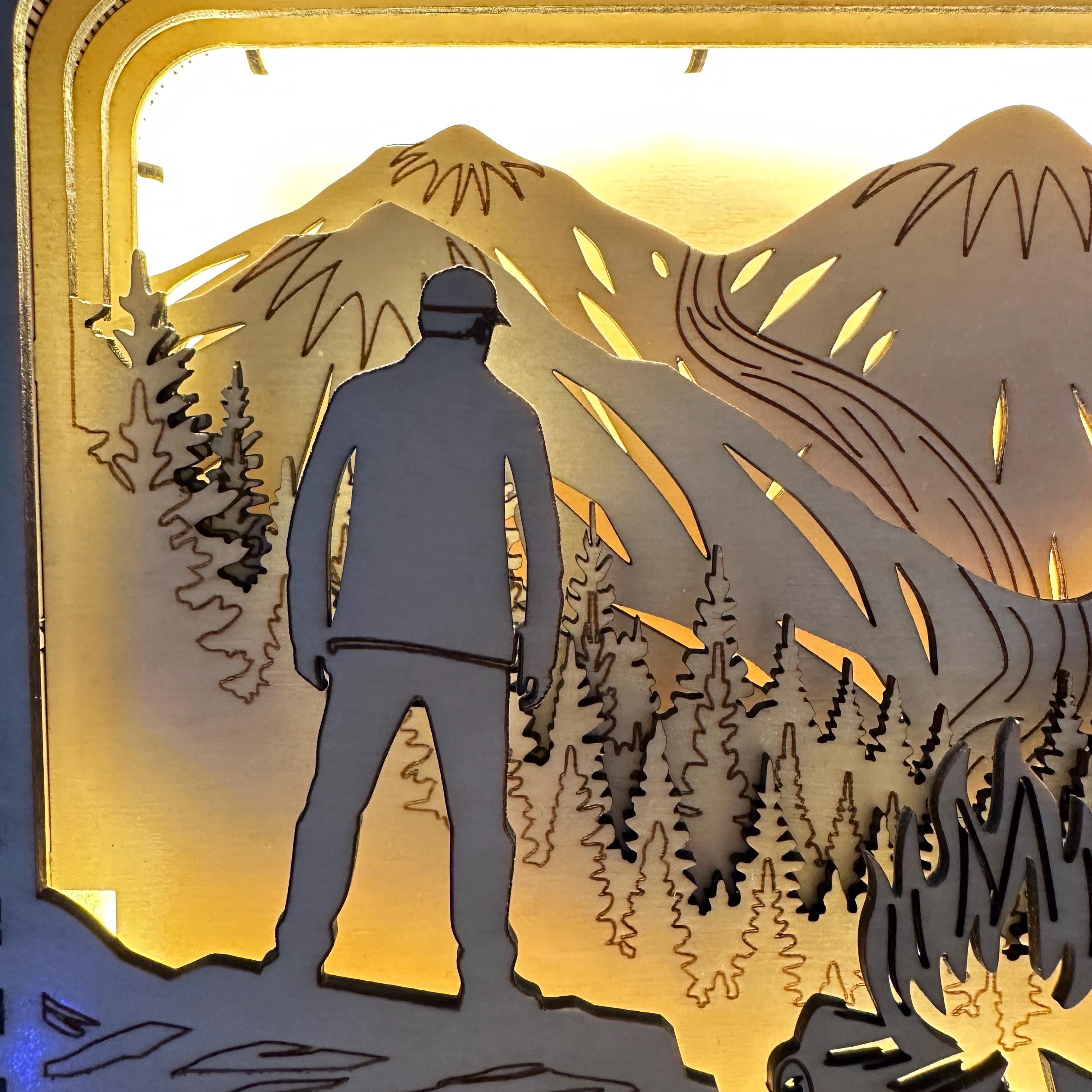 Layered Shadow Box File Layered Shadow Box Laser Cut Files for LED Light | Digital SVG DXF for ...