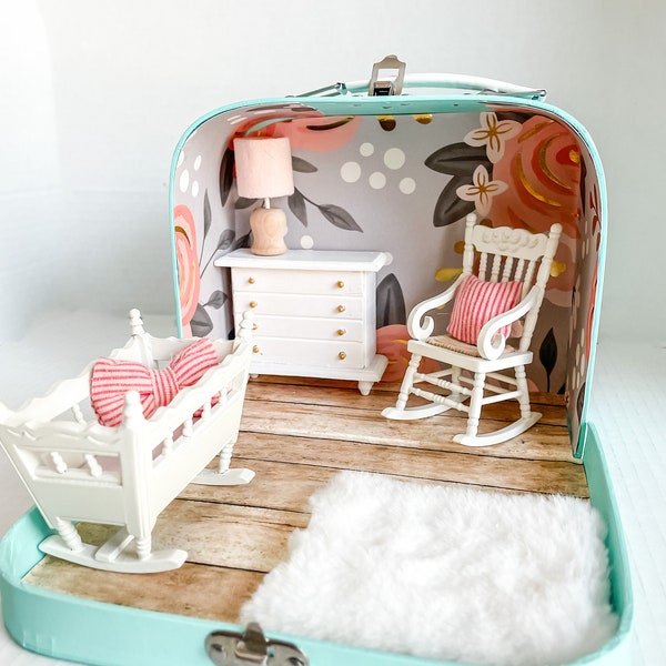 Mini Nursery- Travel dollhouse mini room