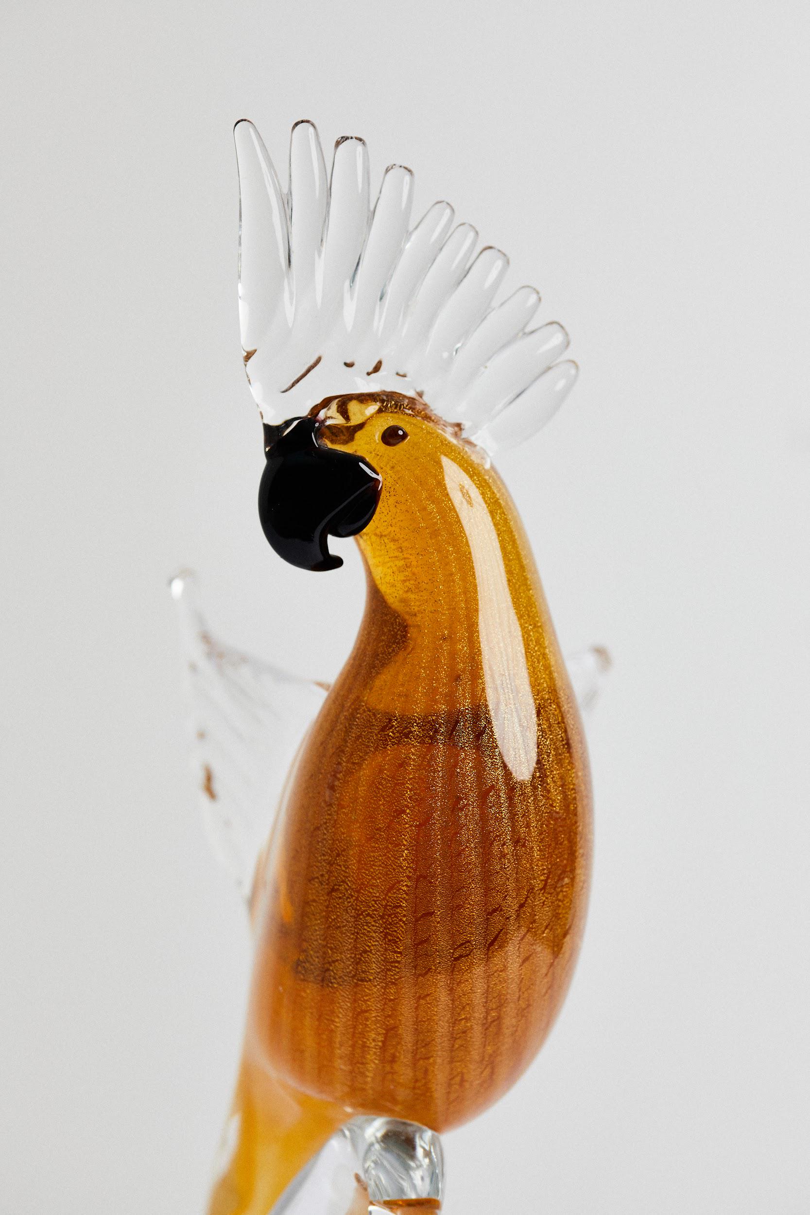 瞬間お値下げ‼️すごい存在感！イタリア製ムラーノガラス　フォルミア社製オウム置物 本物のムラーノガラスのオウムの置物 - 手吹きイタリア製アートガラス