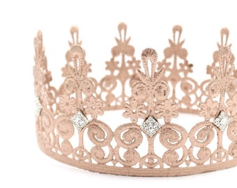 Rose Gold Bridal Lace Crown | Bride Tiara | Queen Crown | Bachelorette Party | Wedding Hair Accessory | Elle Lace Crown