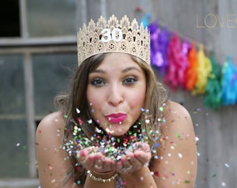 30th Birthday Lace Crown | 30th Birthday Tiara | Adult Cake Smash |  Sienna Tall FULL SIZE