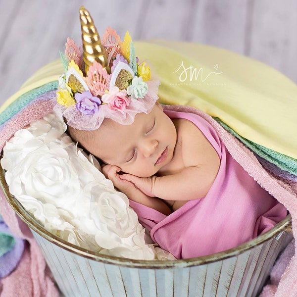 Unicorn flower lace crown headband || gold or silver + pastels || Unicrown || Original Design