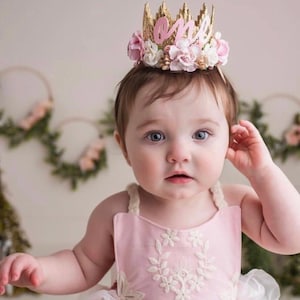 First Birthday Flower Crown | 1st birthday crown party hat | Boho Bloom MINI Sienna flower lace crown | baby girl gift | customize ANY age