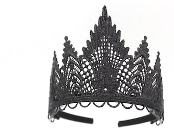 Ready to Ship || Sevyn black lace TIARA || dark fairy || evil queen || black swan || fits young ladies + women