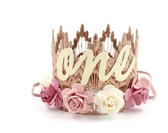 1st Birthday Crown Baby Girl Birthday Crown 2nd Birthday Crown First Birthday Crown Readystock cream Pink Birthday Crown