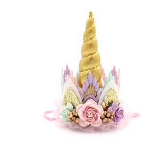 Unicorn Princess flower Crown Unicorn 1st birthday party pink lavender aqua Sienna Mini crown fits babies adults image 1