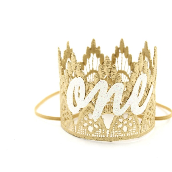 First Birthday Crown | 1st birthday crown | MINI Sienna || gold + white | customize ANY age