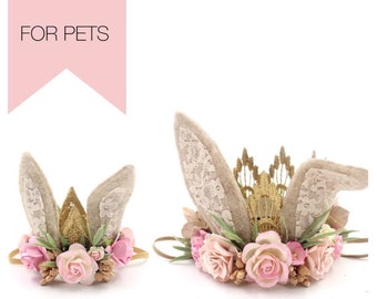 Pet Flower Crown | Dog Bunny Ears headband | Flower Crown for dogs + pets | Gift for Pet | Choose One