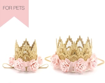 Dog Flower Crown | Cat Flower Crown | Pet Birthday Party Hat | ultra MINI or standard MINI Sienna | for dogs + pets | Choose One