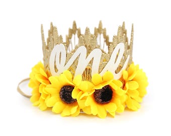 Sunflower First Birthday Crown | Custom Any Age