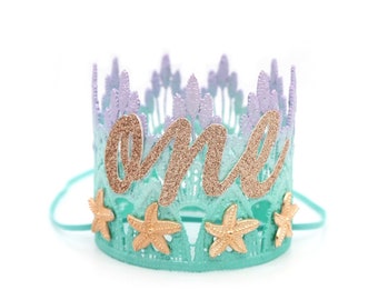 Mermaid 1st Birthday Crown | Starfish 1st Birthday Tiara | Mermaid Birthday Girl Outfit | Oneder The Sea | Gift for Girls | Sienna MINI