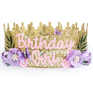 Verjaardag meisje kroon - gepersonaliseerde verjaardagskroon - aangepaste kroon, prinses tiara, koningin kroon, cadeau bruidsmeisje, vrijgezellenhoed, meisjes cadeau