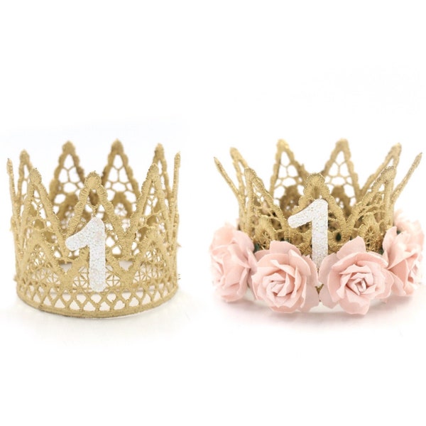 Boy + Girl twin first birthday MINI Paxton crown set of 2 || 1st birthday hat || Love Crush Crowns