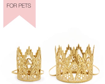 Dog Crown | Cat Birthday Crown | Pet Party Hat |  Gold Lace Tiara for dogs + pets | Gift for Pet | Gotcha Day | Sienna