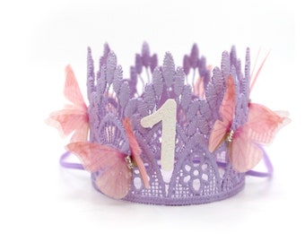 fairy first butterfly crown | 1st birthday crown | baby girl cake smash crown | Sienna MINI | lavender + blush | customize ANY age