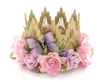 Fairy First Birthday Crown | Butterfly Garden Party Flower Crown