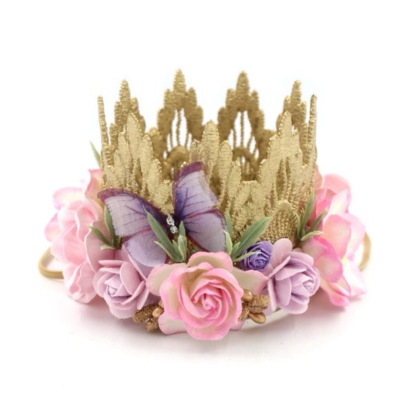 Fairy First Birthday Crown | Butterfly Garden Party Flower Crown
