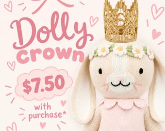 Corona Dolly, mini corona de encaje dorado para muñecas de 45 cm y animales de peluche.