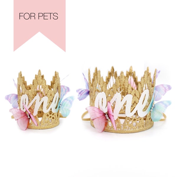 Dog Butterfly Birthday Crown | ultra MINI or standard MINI  size for dogs + pets | Choose One | customize in ANY age