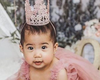 Blush Spitzenkrone | Prinzessin Krone Stirnband | Neugeborene, Baby, Kinder & Erwachsene | Photo Prop, verkleiden, Märchen, Geburtstag Tiara | Elle Mini