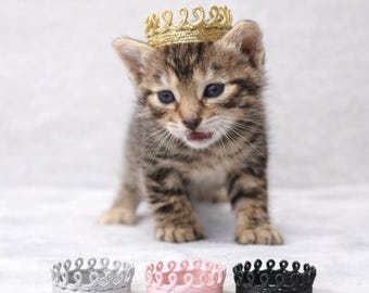 Set of 4 Tiny Lace Crowns, Pet, Doll, Cake Topper Accessories