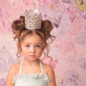 Good Witch Glinda Costume Crown, Tall Silver Lace Princess Crown for Adults or Kids, Halloween Cosplay, Birthday Cake Smash Photo Prop